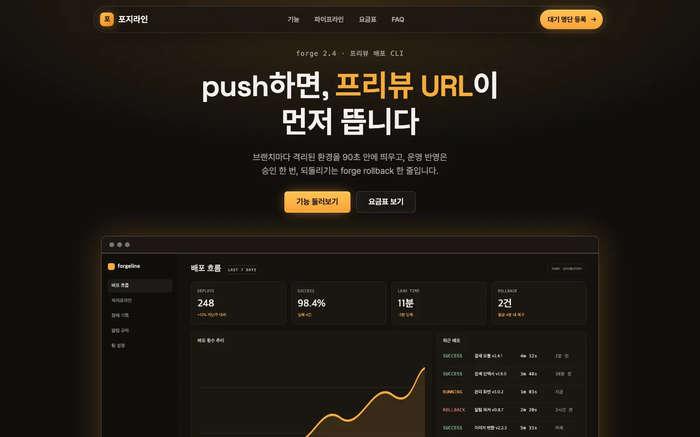 다크 프로덕트 데스크톱 화면